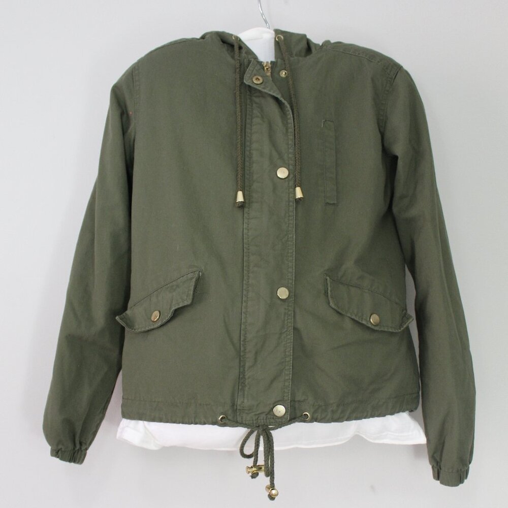Bella Donna Olive Green Hooded Jacket - Size Small